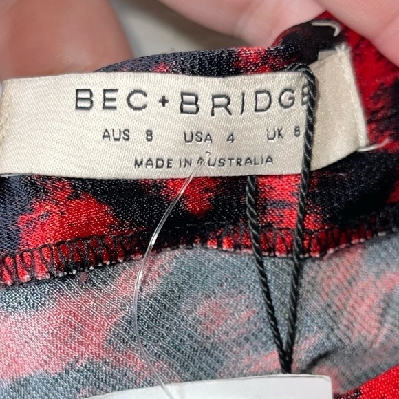 NWT BEC + BRIDGE Red Cheetah Print She's a Maniac One Shoulder Mini Dress Size 4 - Picture 7 of 10